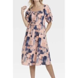 Universal Thread Smocked Dress Size XXL Puff Sleeve Boho look with pockets